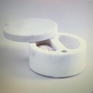 Pottery Barn White Marble Divided Salt Cellar